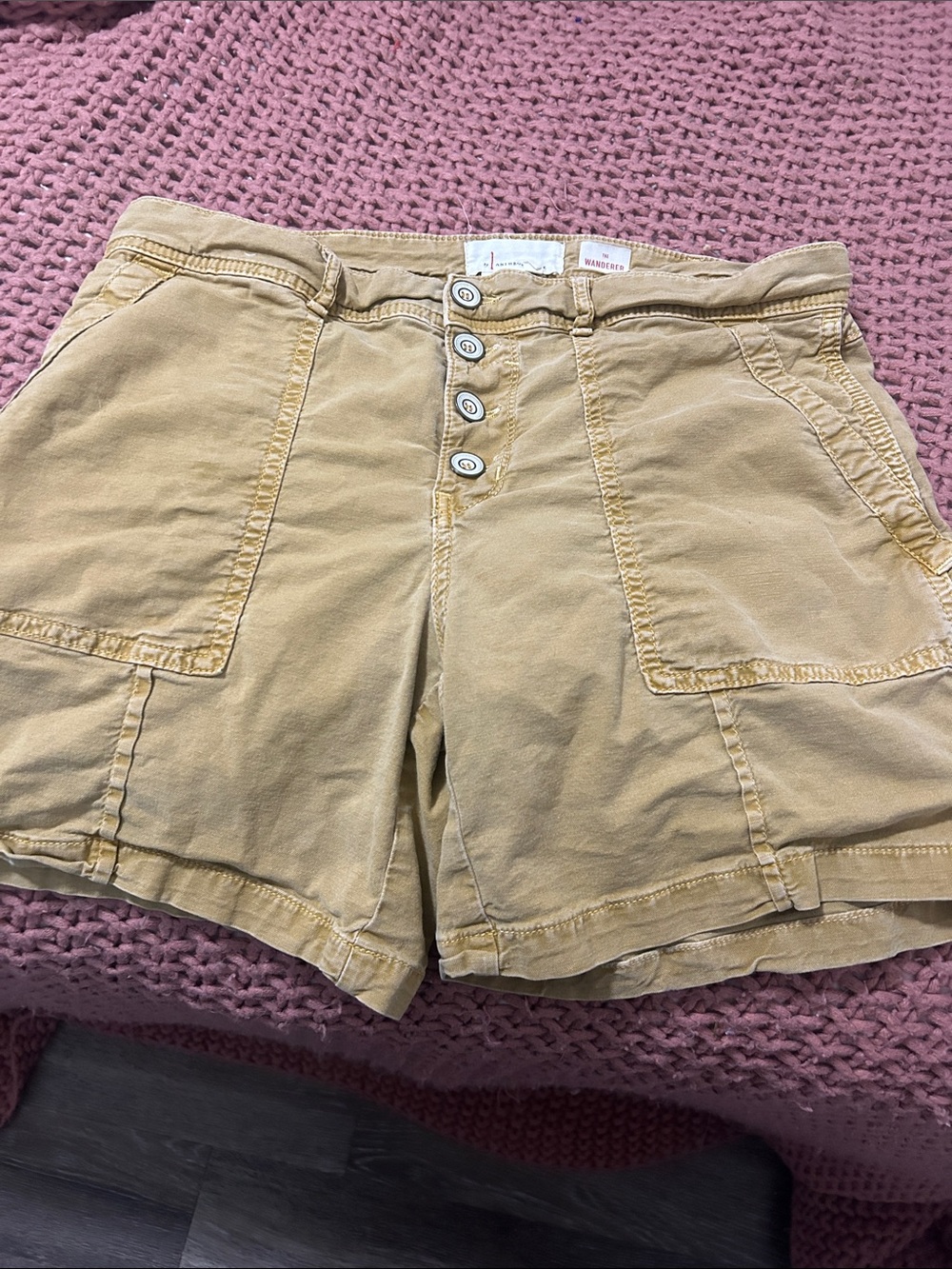 Womens Button-Front Utility Shorts in Tan Anthropologie